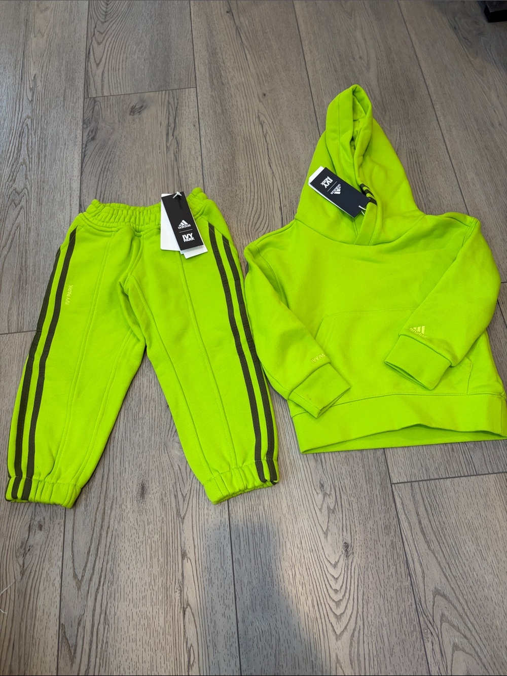 Adidas Kids Neon Green Hoodie & Jogger Set